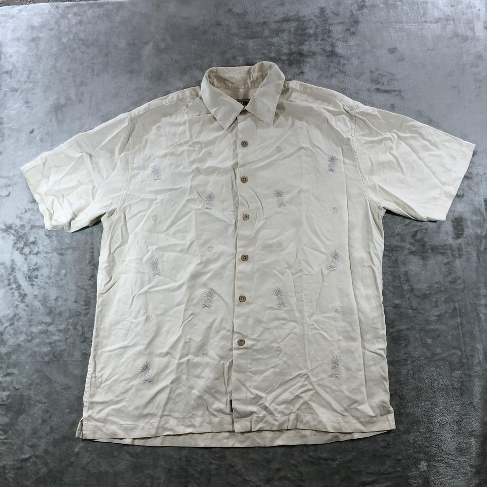 Vintage Quiksilver Edition Shirt Mens Large Beige Pineapple Silk Aloha Y2K